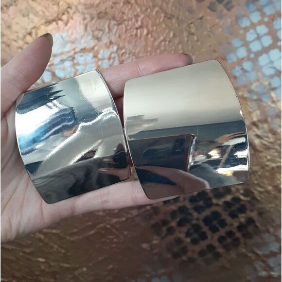 Zara Silvertone Oversized Geometric Statement Earrings - Picture 5 of 15